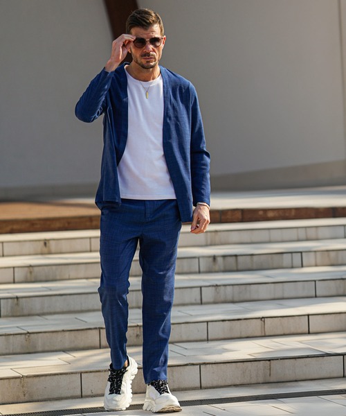 SOMEDIFF（サムディフ）の「【SOMEDIFF】リネンライクブッチャーカーディガンセットアップ メンズ（セットアップ・メンズ・ベージュ系1/ブラック系1/ネイビー系1・M/L/XL）」の18枚目の写真