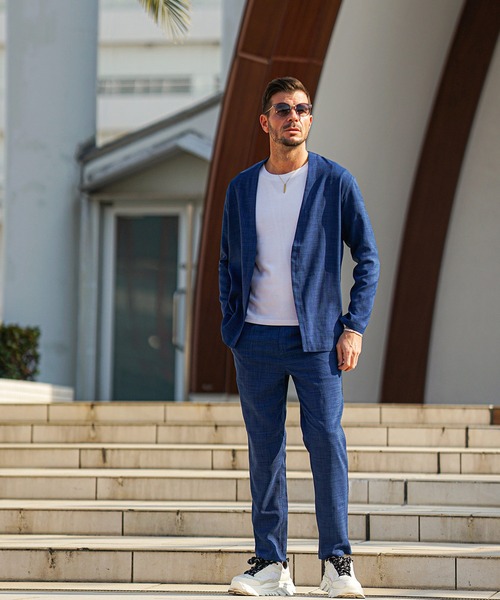 SOMEDIFF（サムディフ）の「【SOMEDIFF】リネンライクブッチャーカーディガンセットアップ メンズ（セットアップ・メンズ・ベージュ系1/ブラック系1/ネイビー系1・M/L/XL）」の17枚目の写真