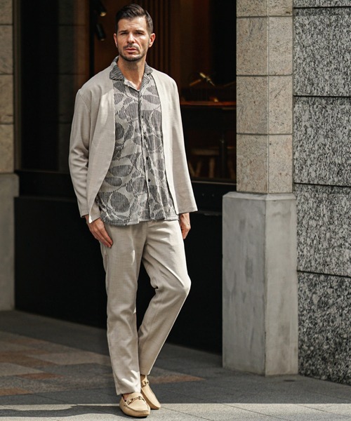 SOMEDIFF（サムディフ）の「【SOMEDIFF】リネンライクブッチャーカーディガンセットアップ メンズ（セットアップ・メンズ・ベージュ系1/ブラック系1/ネイビー系1・M/L/XL）」の21枚目の写真