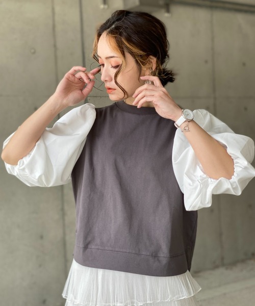 deux amour(ドゥーザムール)の「袖ボリュームトップス(その他トップス・レディース・ホワイト/ブラック・MEDIUM)」の5枚目の写真