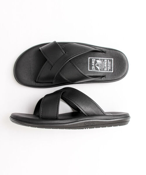 ISLAND SLIPPER(アイランドスリッパ)の「【ISLAND SLIPPER/アイランドスリッパ】PB223 SMOOTH CROSS レザーサンダル(サンダル・メンズ・ブラック・9/8/10)」の2枚目の写真