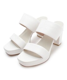 ◆【厚底/ロングセラー/軽い/歩きやすい/デニム/安定感/日本製】ダブルベルトチャンキーヒールサンダル