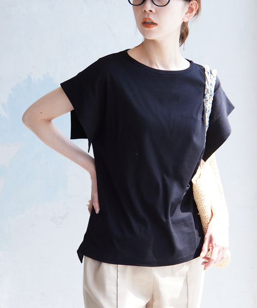 SLOBE IENA(スローブイエナ)の「強撚フライスニュアンスプルオーバー(Tシャツ/カットソー・レディース・ブラック/オレンジ/ベージュ/ホワイト・FREE)」の9枚目の写真