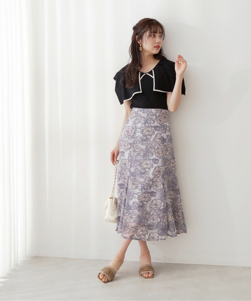 PROPORTION BODY DRESSING(プロポーションボディドレッシング)の「エンブロイダリーフラワーマーメイドスカート / 1212120503(スカート・レディース・ブルー/ベージュ・MEDIUM/SMALL)」の6枚目の写真