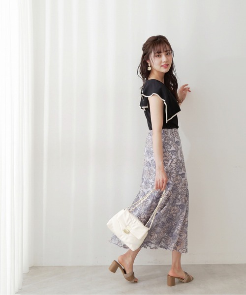 PROPORTION BODY DRESSING(プロポーションボディドレッシング)の「エンブロイダリーフラワーマーメイドスカート / 1212120503(スカート・レディース・ブルー/ベージュ・MEDIUM/SMALL)」の5枚目の写真