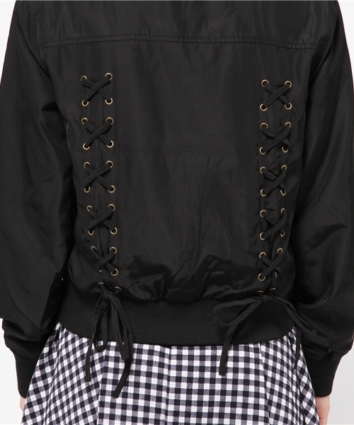 WEGO（ウィゴー）の「WEGO/レースアップブルゾン（ブルゾン・レディース・ホワイト/ブラック・FREE）」の3枚目の写真