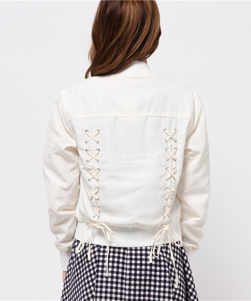 WEGO（ウィゴー）の「WEGO/レースアップブルゾン（ブルゾン・レディース・ホワイト/ブラック・FREE）」の6枚目の写真