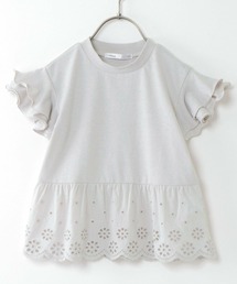 【キッズ】コットンレース切り替えTシャツ(100~160cm)