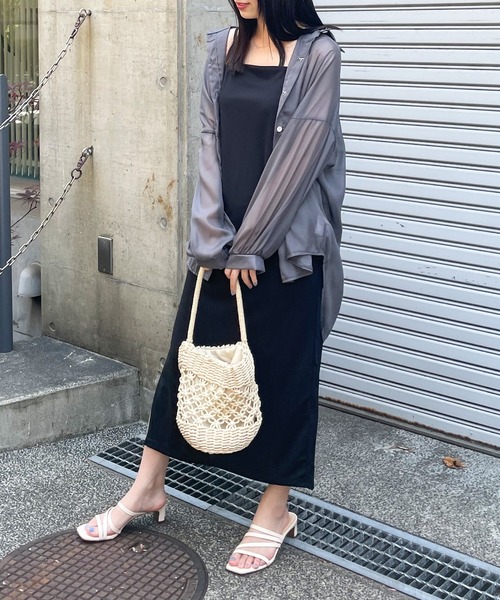 frunco（フランコ）の「グロッシービッグシアーシャツ（シャツ/ブラウス・レディース・ベージュ/グリーン/グレー/ブルー/ピンク/パープル/オレンジ・FREE）」の10枚目の写真