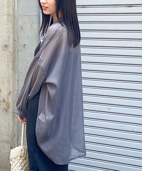 frunco（フランコ）の「グロッシービッグシアーシャツ（シャツ/ブラウス・レディース・ベージュ/グリーン/グレー/ブルー/ピンク/パープル/オレンジ・FREE）」の11枚目の写真