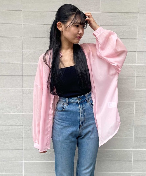 frunco（フランコ）の「グロッシービッグシアーシャツ（シャツ/ブラウス・レディース・ベージュ/グリーン/グレー/ブルー/ピンク/パープル/オレンジ・FREE）」の19枚目の写真