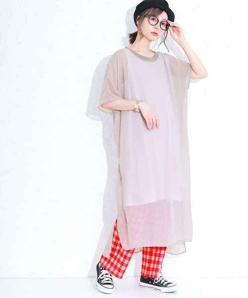 osharewalker（オシャレウォーカー）の「『ギンガムチェック柄ストレートパンツ』（その他パンツ・レディース・ブラック/レッド/グリーン・1/2）」の7枚目の写真