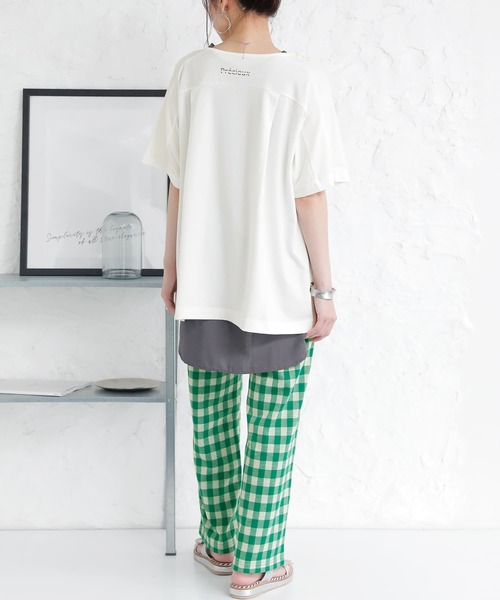 osharewalker（オシャレウォーカー）の「『ギンガムチェック柄ストレートパンツ』（その他パンツ・レディース・ブラック/レッド/グリーン・1/2）」の11枚目の写真