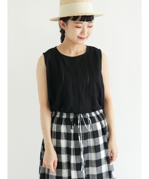 Samansa Mos2（サマンサ モスモス）の「ハシゴレースノースリ－ブブラウス（シャツ/ブラウス・レディース・オフホワイト/オレンジ/グリーン/ブラック・ﾌﾘ-）」の3枚目の写真