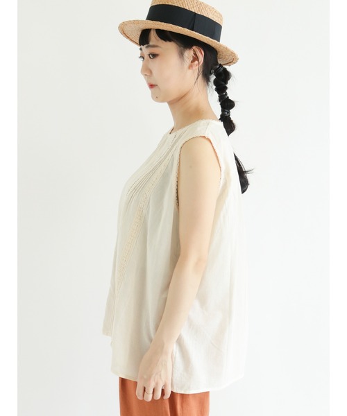 Samansa Mos2（サマンサ モスモス）の「ハシゴレースノースリ－ブブラウス（シャツ/ブラウス・レディース・オフホワイト/オレンジ/グリーン/ブラック・ﾌﾘ-）」の15枚目の写真