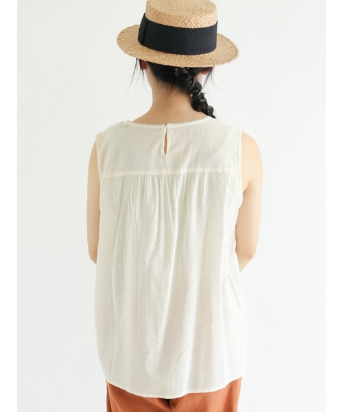 Samansa Mos2（サマンサ モスモス）の「ハシゴレースノースリ－ブブラウス（シャツ/ブラウス・レディース・オフホワイト/オレンジ/グリーン/ブラック・ﾌﾘ-）」の17枚目の写真