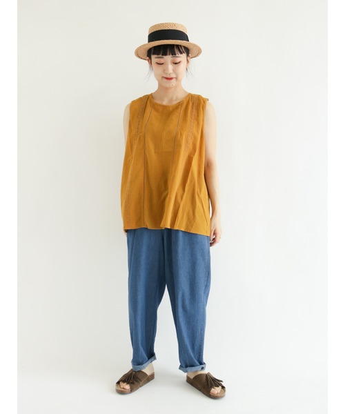 Samansa Mos2（サマンサ モスモス）の「ハシゴレースノースリ－ブブラウス（シャツ/ブラウス・レディース・オフホワイト/オレンジ/グリーン/ブラック・ﾌﾘ-）」の7枚目の写真