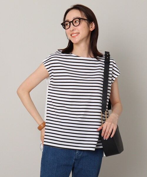 【夏のマストバイ】前後切り替えボーダートップス＜洗える／着回しアイテム＞