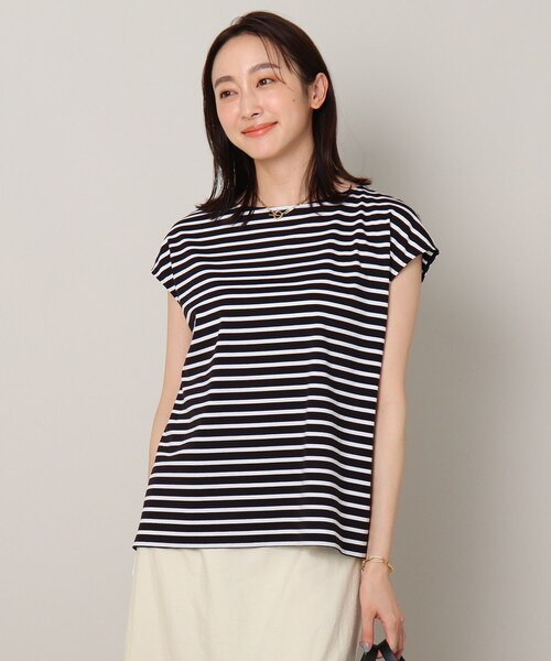 【夏のマストバイ】前後切り替えボーダートップス＜洗える／着回しアイテム＞