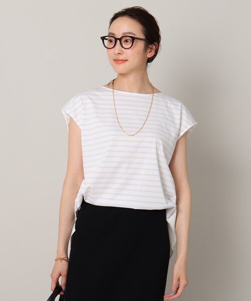 【夏のマストバイ】前後切り替えボーダートップス＜洗える／着回しアイテム＞