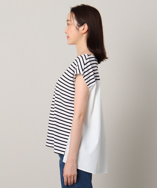 【夏のマストバイ】前後切り替えボーダートップス＜洗える／着回しアイテム＞