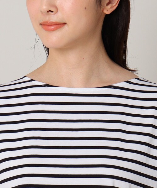 【夏のマストバイ】前後切り替えボーダートップス＜洗える／着回しアイテム＞