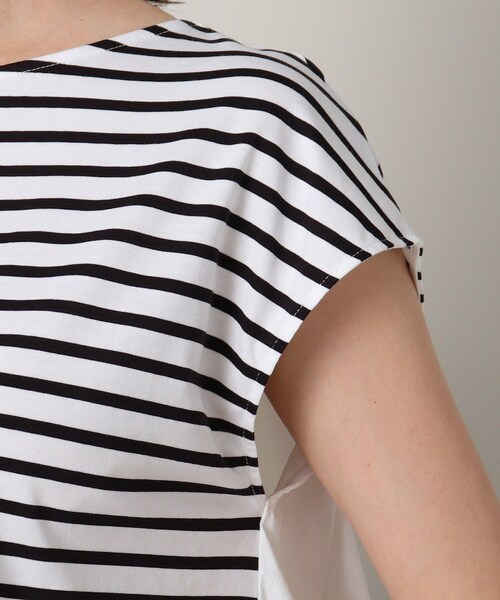 【夏のマストバイ】前後切り替えボーダートップス＜洗える／着回しアイテム＞