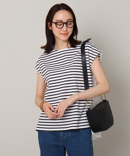 【夏のマストバイ】前後切り替えボーダートップス＜洗える／着回しアイテム＞