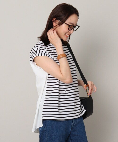 【夏のマストバイ】前後切り替えボーダートップス＜洗える／着回しアイテム＞
