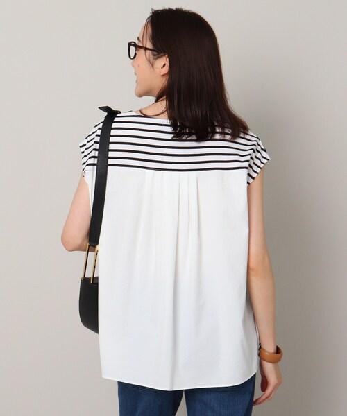 【夏のマストバイ】前後切り替えボーダートップス＜洗える／着回しアイテム＞