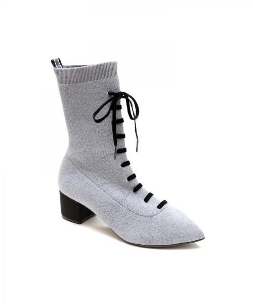 KNIT LACE BOOTS GREY