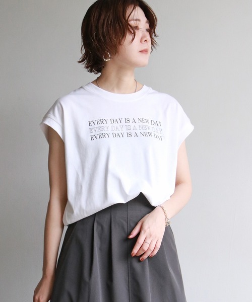 ロゴプリントフレンチスリーブTシャツ（Tシャツ/カットソー