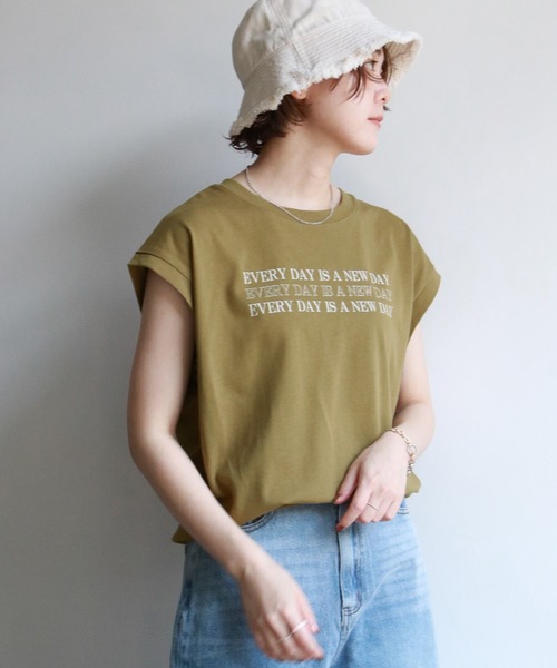 ロゴプリントフレンチスリーブTシャツ（Tシャツ/カットソー