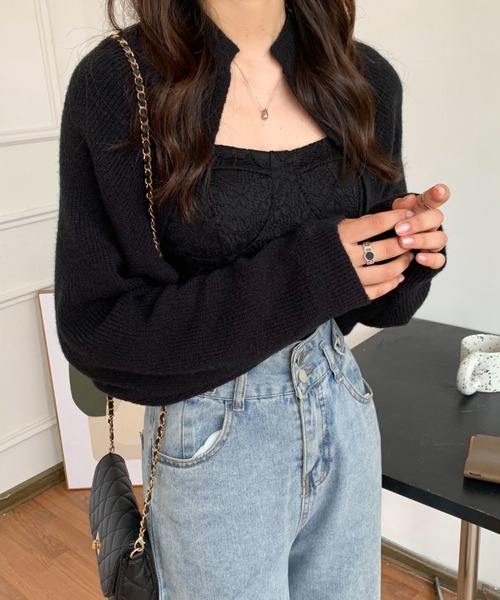 ABITOKYO(アビトーキョー)の「ショートカーディガン(カーディガン/ボレロ・レディース・ブラウン/ベージュ/アイボリー/ブラック・FREE)」の5枚目の写真