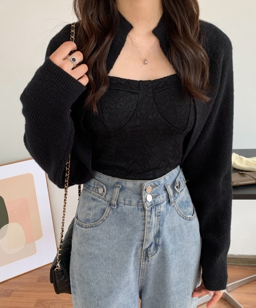 ABITOKYO(アビトーキョー)の「ショートカーディガン(カーディガン/ボレロ・レディース・ブラウン/ベージュ/アイボリー/ブラック・FREE)」の6枚目の写真