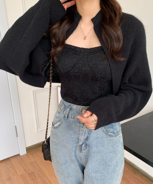 ABITOKYO(アビトーキョー)の「ショートカーディガン(カーディガン/ボレロ・レディース・ブラウン/ベージュ/アイボリー/ブラック・FREE)」の10枚目の写真