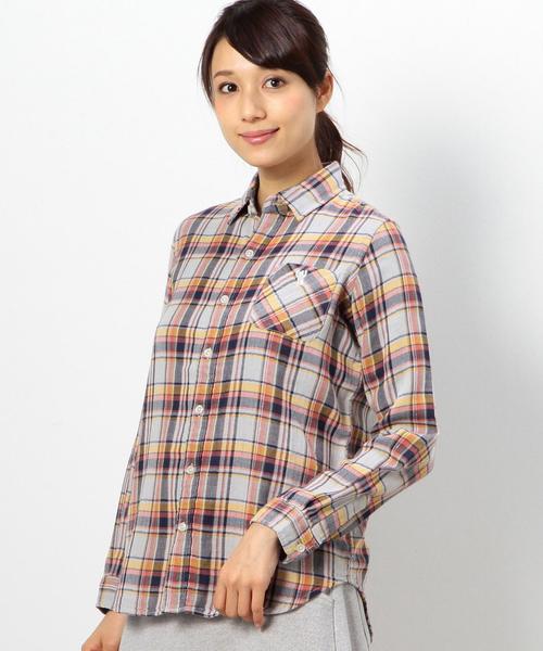 coen（コーエン）の「ダブルガーゼラメチェックシャツ（シャツ/ブラウス・レディース・ケリー/ピンク/オレンジ・LARGE/MEDIUM）」の3枚目の写真