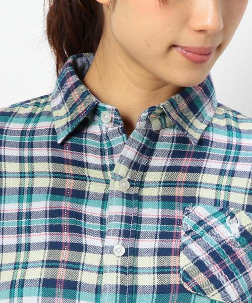 coen（コーエン）の「ダブルガーゼラメチェックシャツ（シャツ/ブラウス・レディース・ケリー/ピンク/オレンジ・LARGE/MEDIUM）」の5枚目の写真