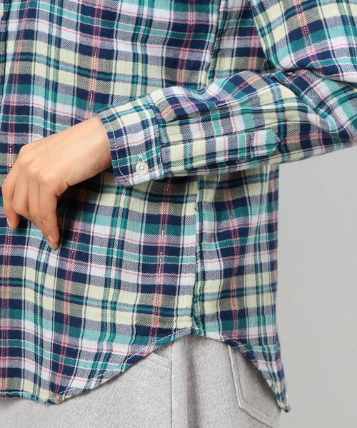 coen（コーエン）の「ダブルガーゼラメチェックシャツ（シャツ/ブラウス・レディース・ケリー/ピンク/オレンジ・LARGE/MEDIUM）」の6枚目の写真