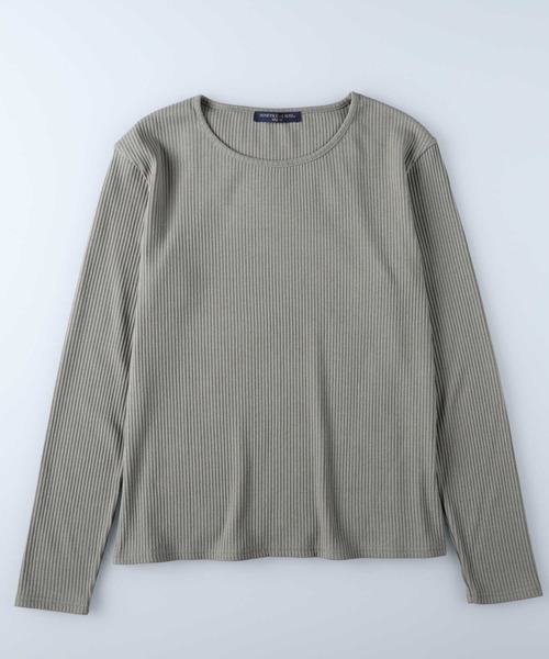 HONEYSUCKLE ROSE（ハニーサックルローズ）の「【HONEYSUCKLE ROSE】リブクルーロンＴ（Tシャツ/カットソー・レディース・ホワイト/カーキブラウン/ブラック・S/M/L）」の3枚目の写真