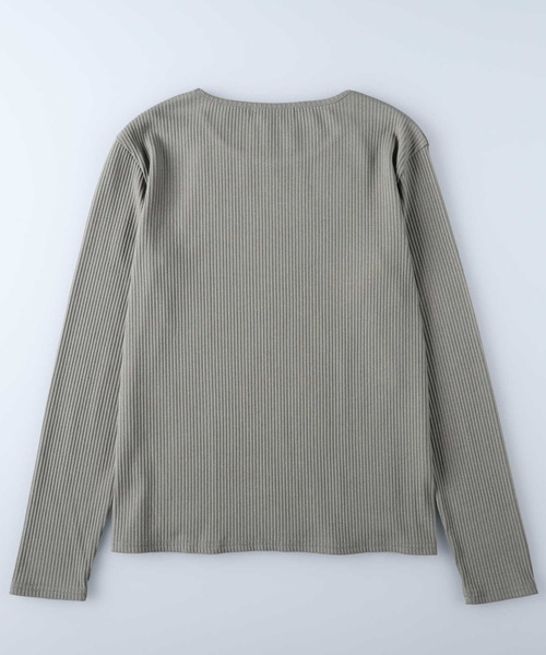 HONEYSUCKLE ROSE（ハニーサックルローズ）の「【HONEYSUCKLE ROSE】リブクルーロンＴ（Tシャツ/カットソー・レディース・ホワイト/カーキブラウン/ブラック・S/M/L）」の7枚目の写真