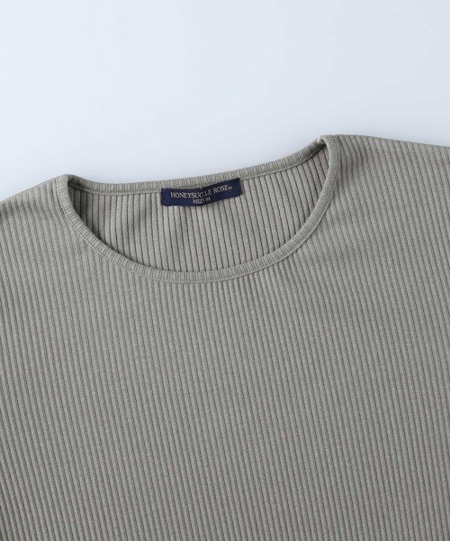 HONEYSUCKLE ROSE（ハニーサックルローズ）の「【HONEYSUCKLE ROSE】リブクルーロンＴ（Tシャツ/カットソー・レディース・ホワイト/カーキブラウン/ブラック・S/M/L）」の6枚目の写真