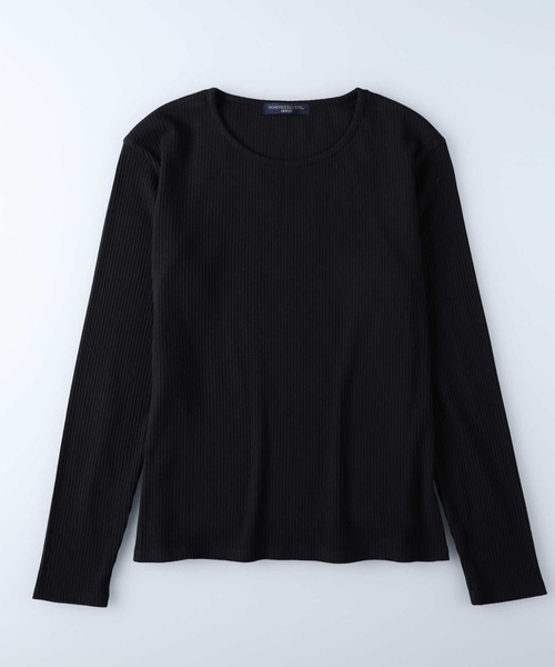 HONEYSUCKLE ROSE（ハニーサックルローズ）の「【HONEYSUCKLE ROSE】リブクルーロンＴ（Tシャツ/カットソー・レディース・ホワイト/カーキブラウン/ブラック・S/M/L）」の8枚目の写真