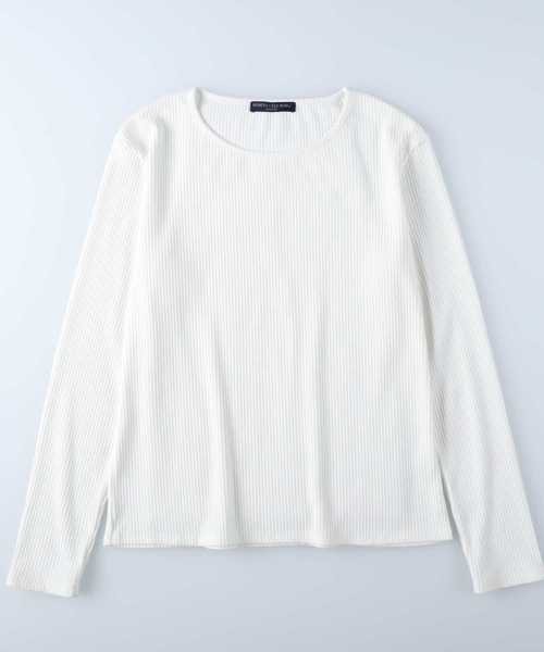 HONEYSUCKLE ROSE（ハニーサックルローズ）の「【HONEYSUCKLE ROSE】リブクルーロンＴ（Tシャツ/カットソー・レディース・ホワイト/カーキブラウン/ブラック・S/M/L）」の9枚目の写真