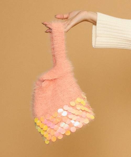 Ray BEAMS(レイビームス)の「Ray BEAMS / シャギー バッグ(トートバッグ・レディース・ミント/ピンク・ONE SIZE)」の2枚目の写真