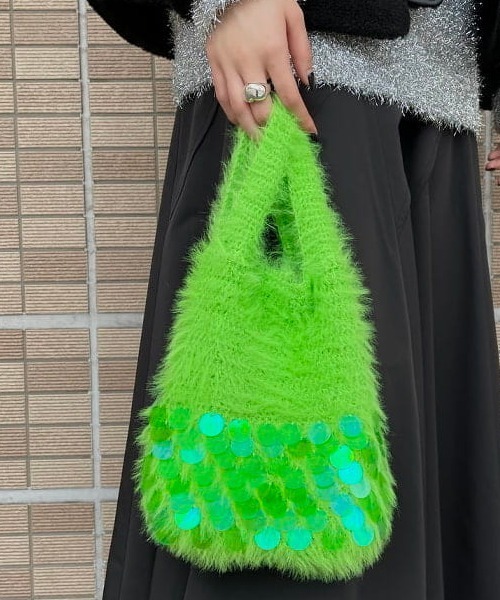 Ray BEAMS(レイビームス)の「Ray BEAMS / シャギー バッグ(トートバッグ・レディース・ミント/ピンク・ONE SIZE)」の1枚目の写真