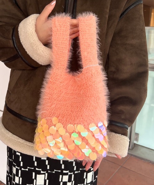 Ray BEAMS(レイビームス)の「Ray BEAMS / シャギー バッグ(トートバッグ・レディース・ミント/ピンク・ONE SIZE)」の7枚目の写真