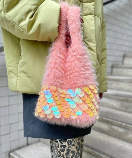 Ray BEAMS(レイビームス)の「Ray BEAMS / シャギー バッグ(トートバッグ・レディース・ミント/ピンク・ONE SIZE)」の15枚目の写真