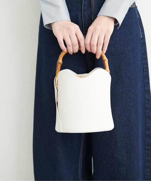 FREE'S MART（フリーズマート）の「◆ファー巾着バンブーバッグ（ショルダーバッグ・レディース・ホワイト/グレー/グリーン・ﾌﾘ-）」の13枚目の写真