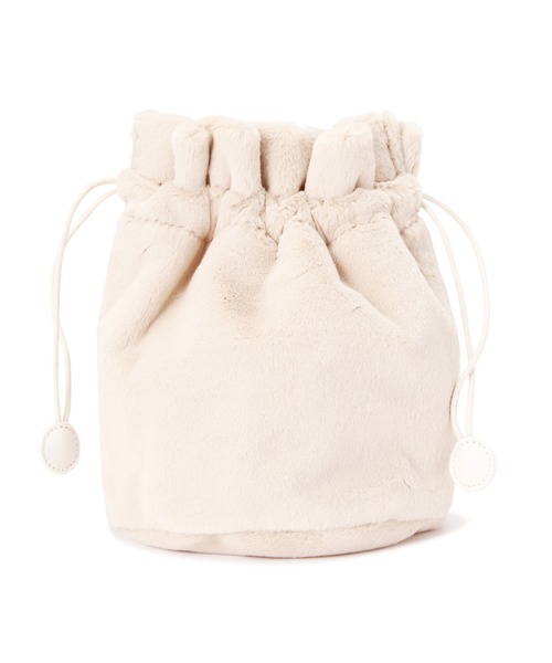 FREE'S MART（フリーズマート）の「◆ファー巾着バンブーバッグ（ショルダーバッグ・レディース・ホワイト/グレー/グリーン・ﾌﾘ-）」の9枚目の写真